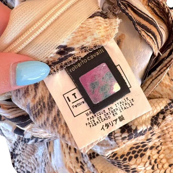 Just Cavalli Roberto Cavalli Snakeskin Print Asymmetrical Silk Skirt - Picture 6 of 6